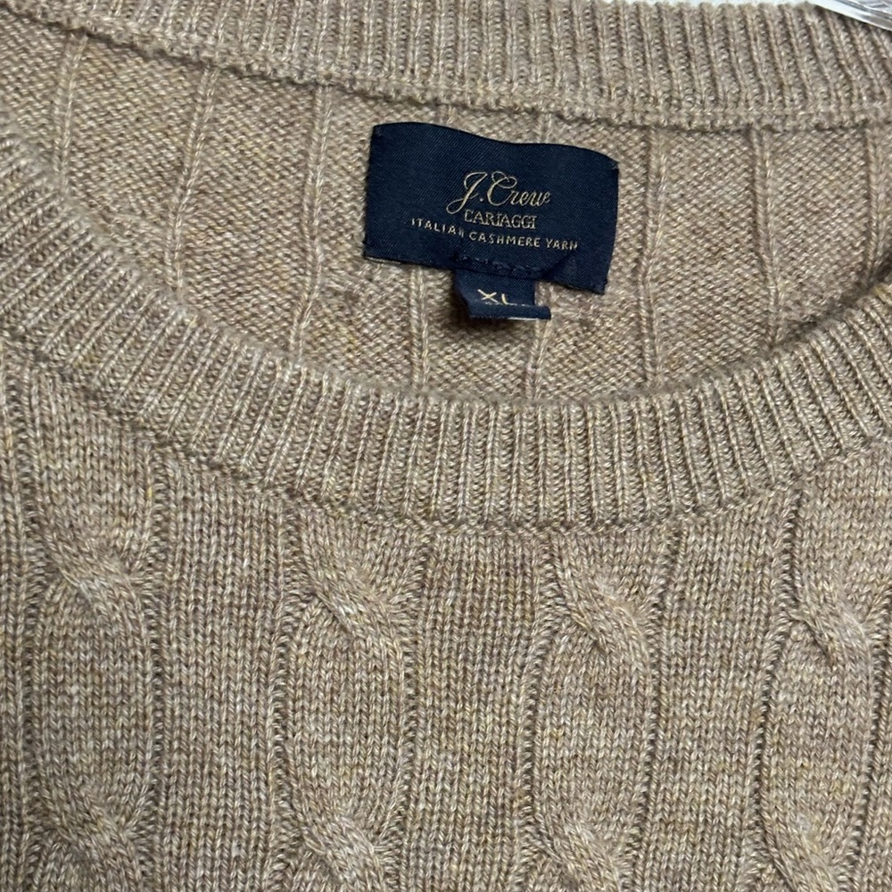 GC JCREW  Men’s Cable Knit Cashmere pullover sweater in Camel size XL - Picture 3 of 9